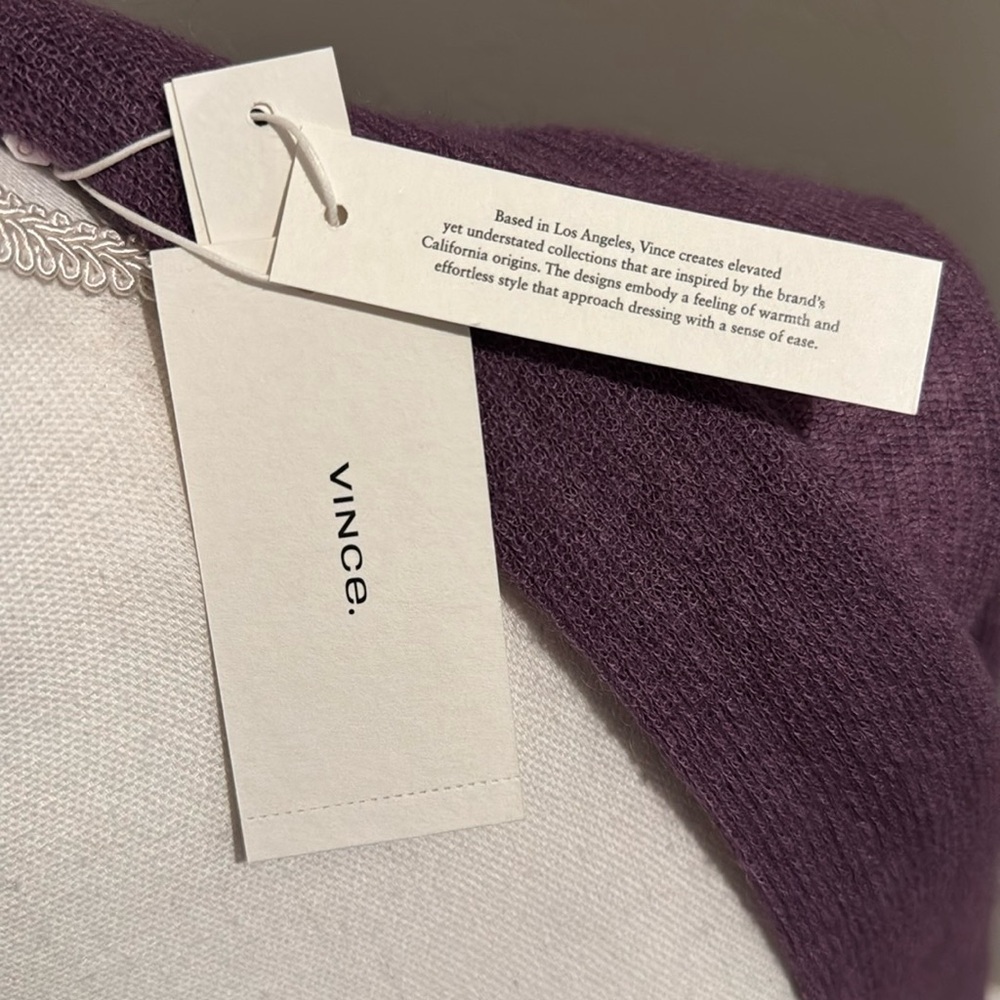 Vince NWT mohair and wool blend ribbed open cardigan in Purple Fig - Picture 8 of 11